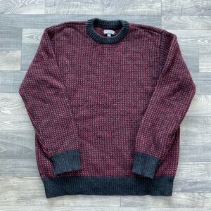 LL Bean Signature Birdseye Wool Crew Neck Sweater Men’s XXL Red Navy 266472